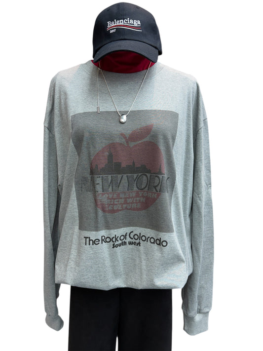 Double side Apple printed long sleeves tee #00061