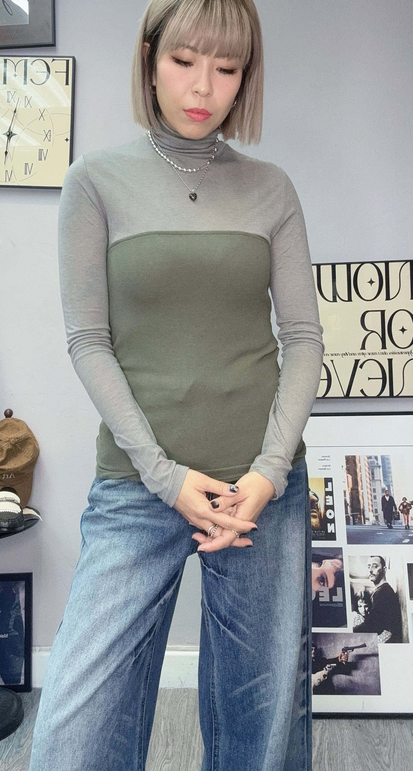 Half see through rib top #00270