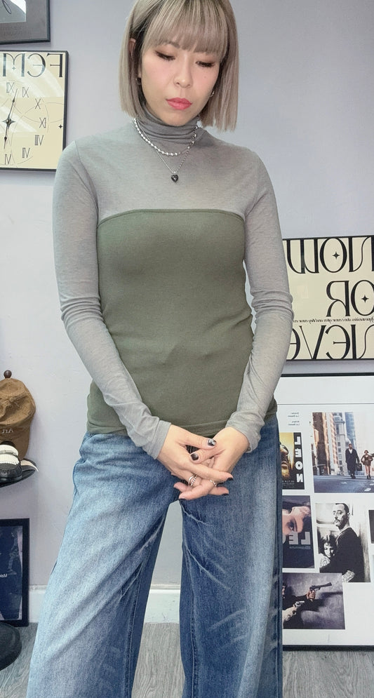 Half see through rib top #00270