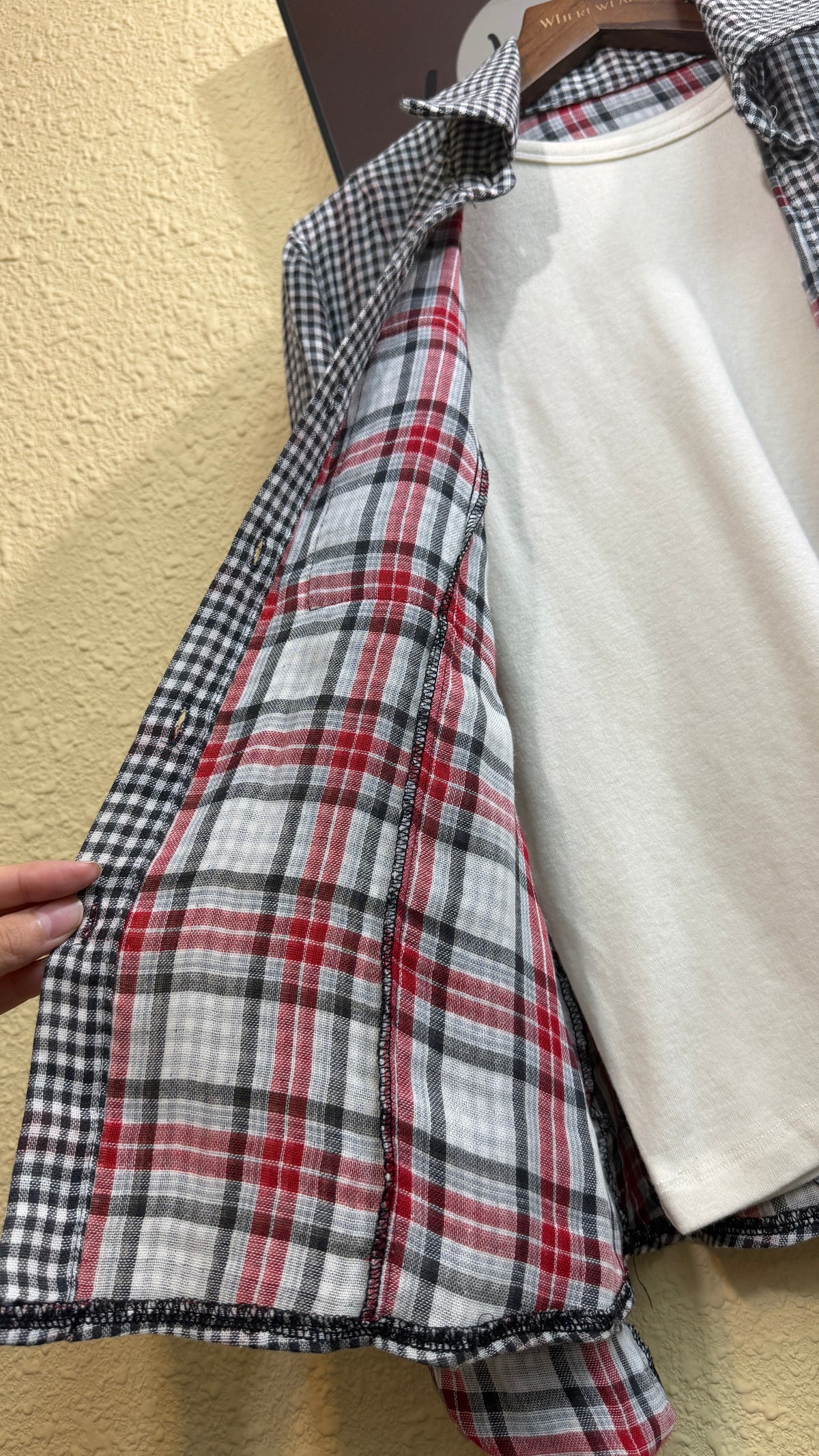 Mini checkered slim shirt #00996