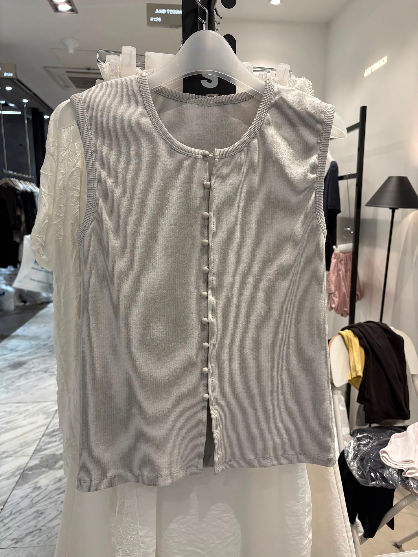 Rib sleeveless top #00808