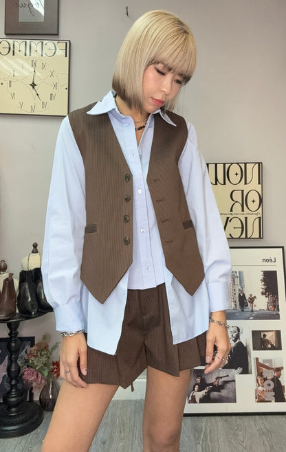 Stripe  X shirt vest blazer