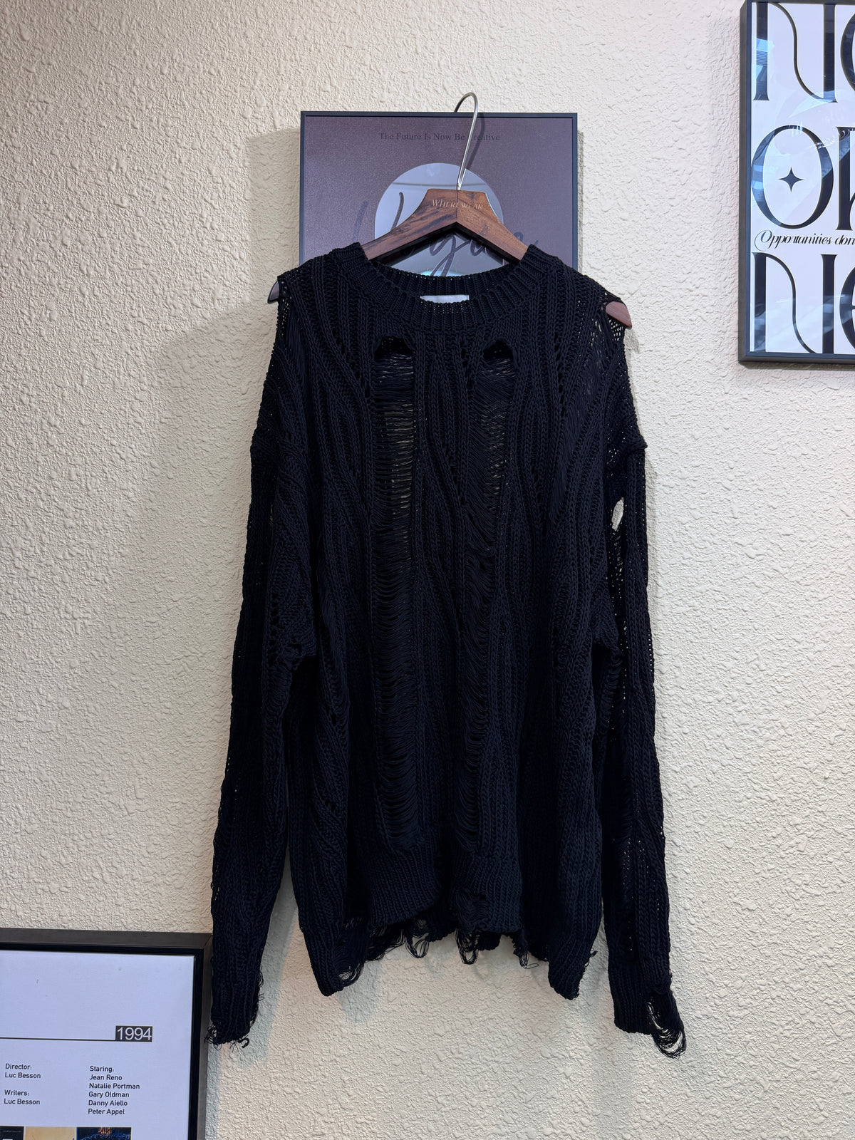 Tattered loose knitted top #01019