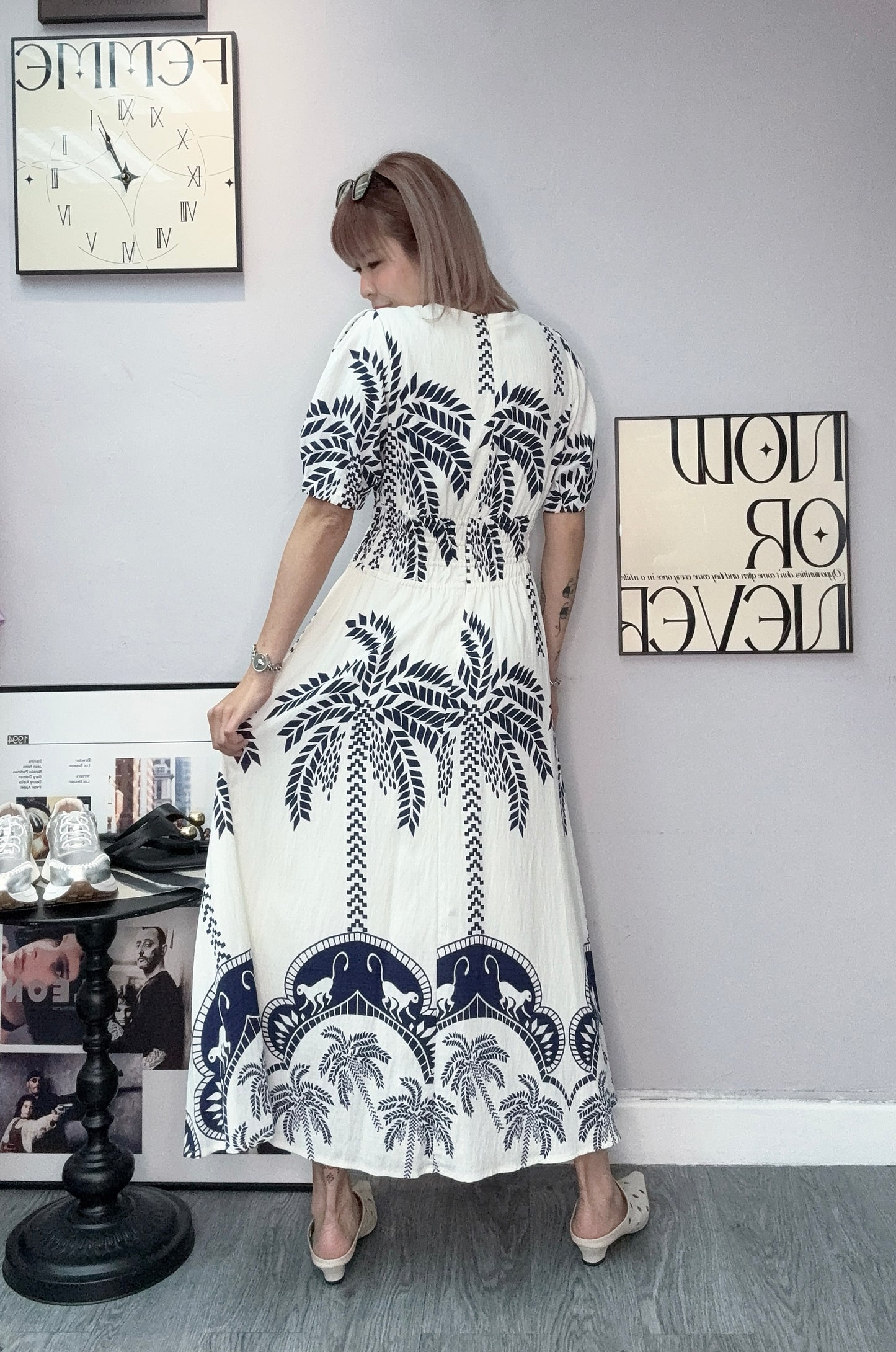 Coconut tree pattern dress #00609