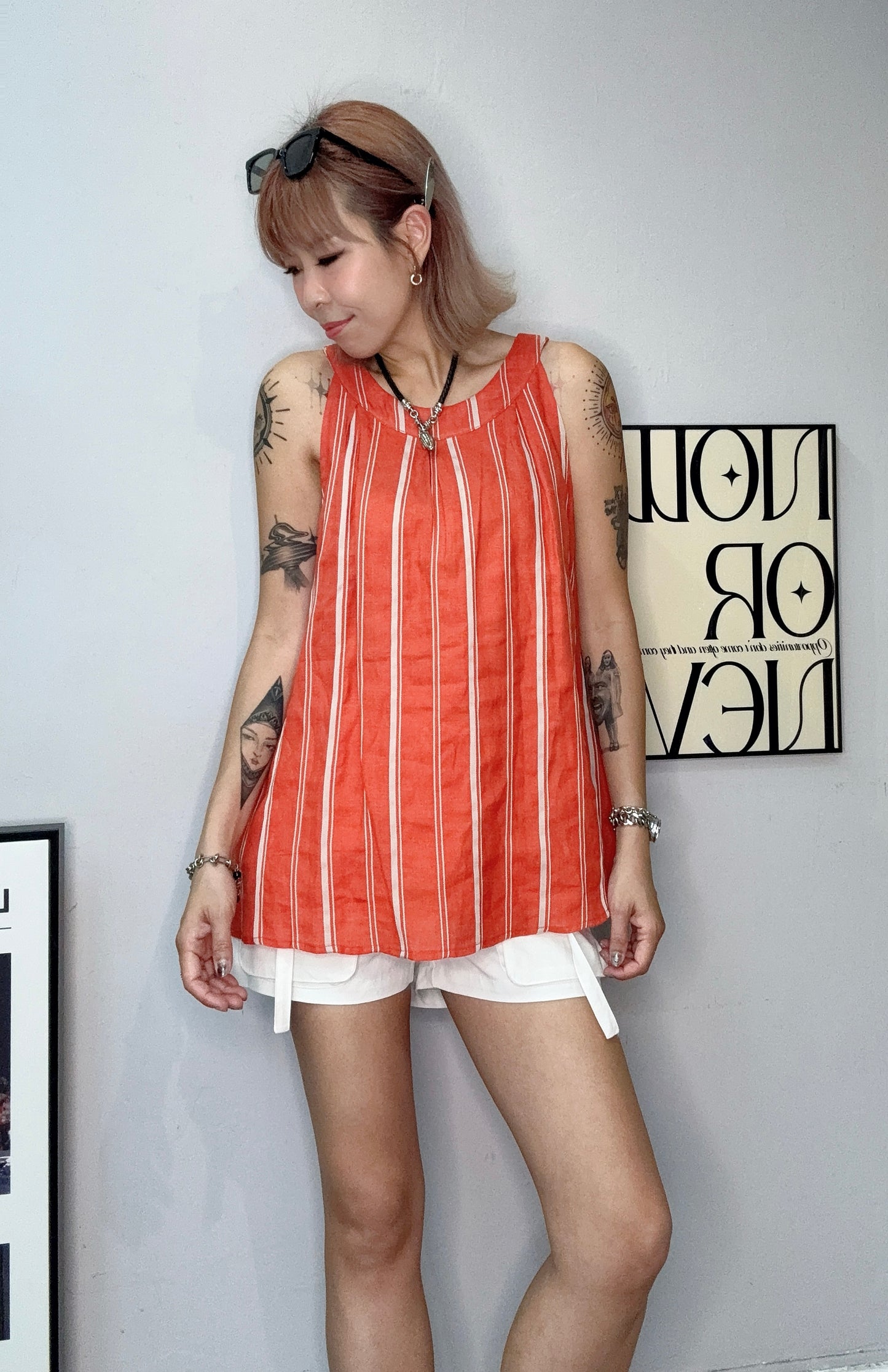 Halterneck stripe top #00637