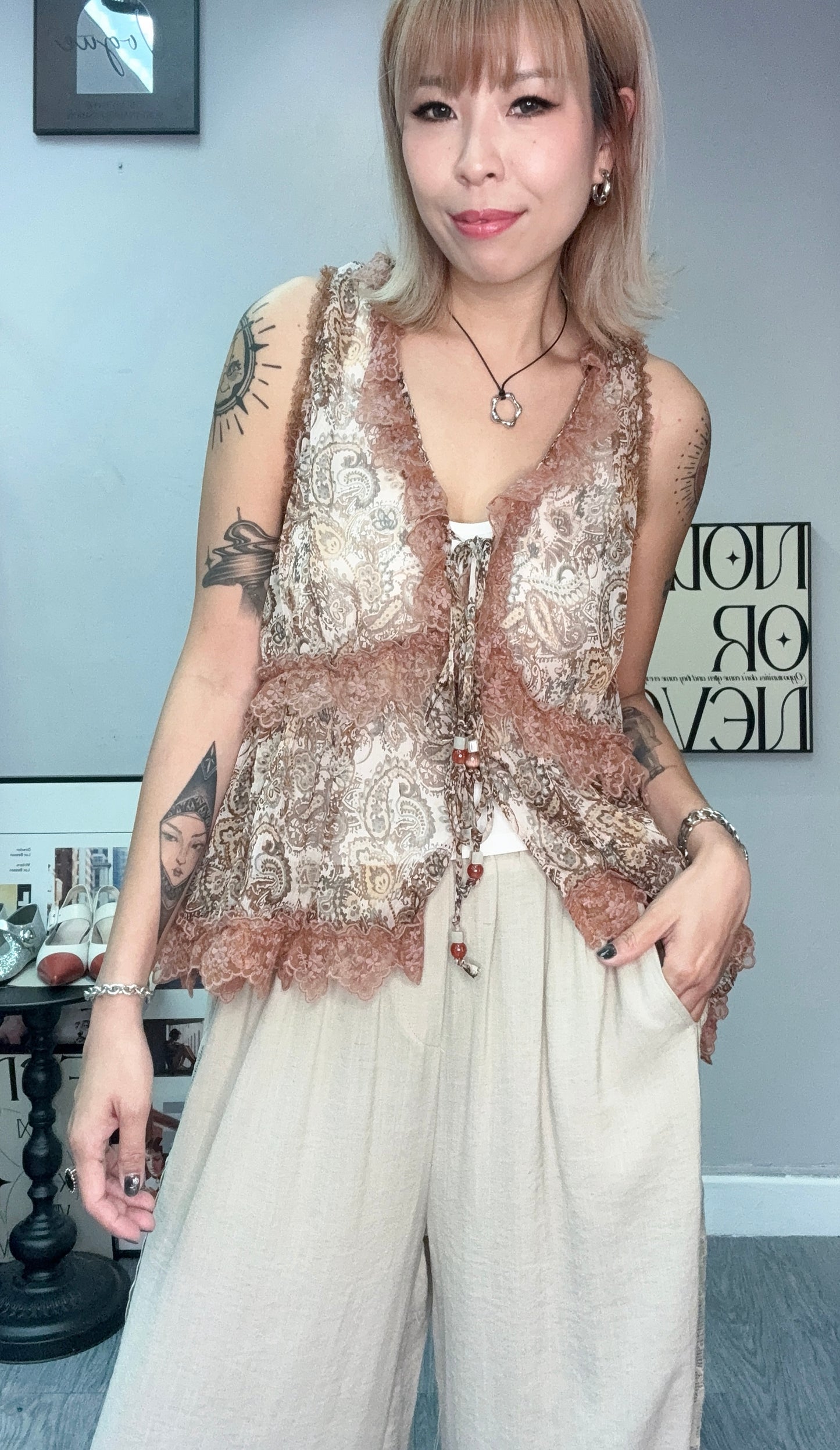 Paisley chiffon tank blouse #00767