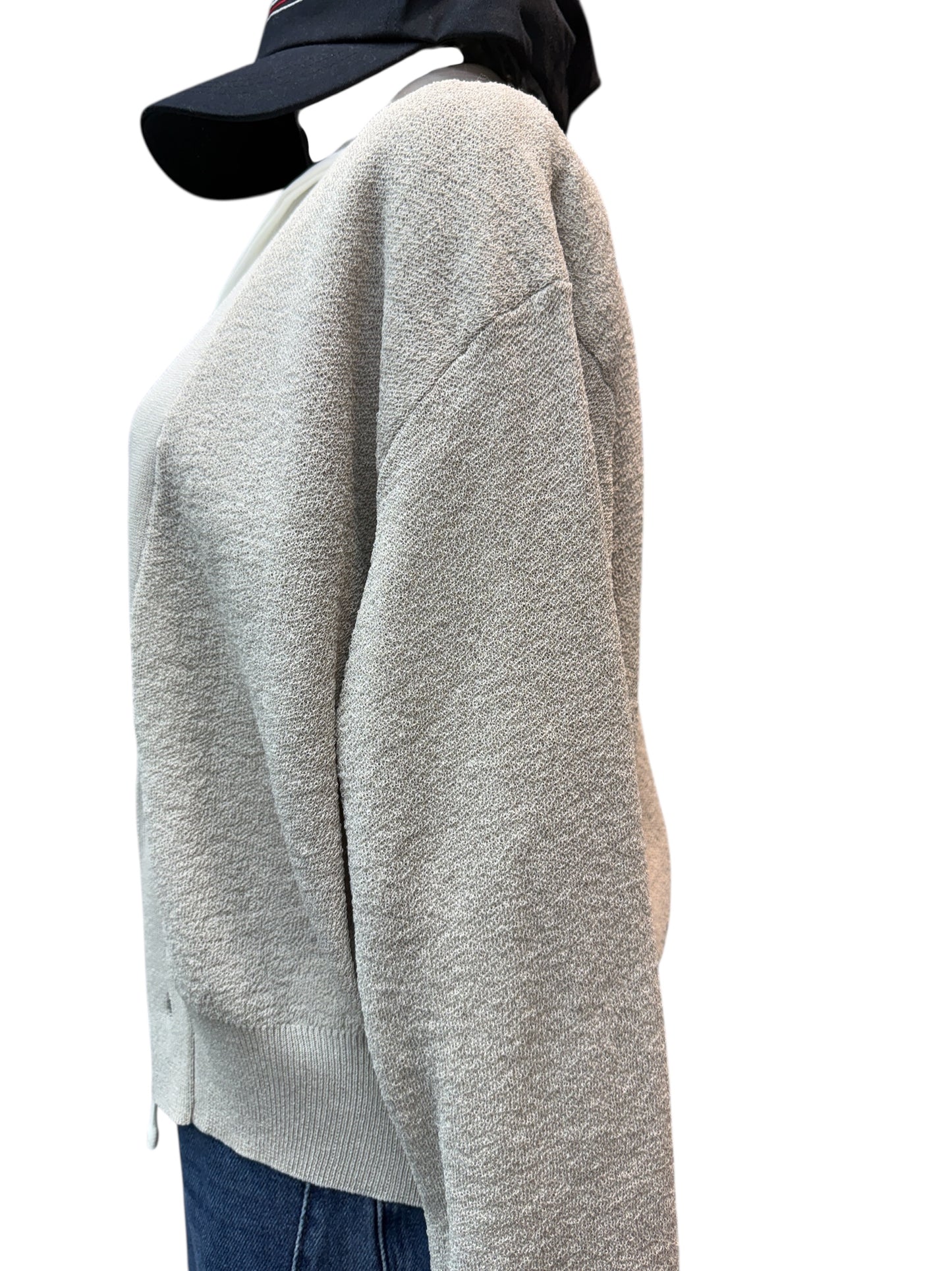 Deep v neck mix knit cardigan