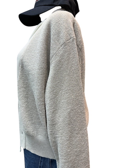 Deep v neck mix knit cardigan