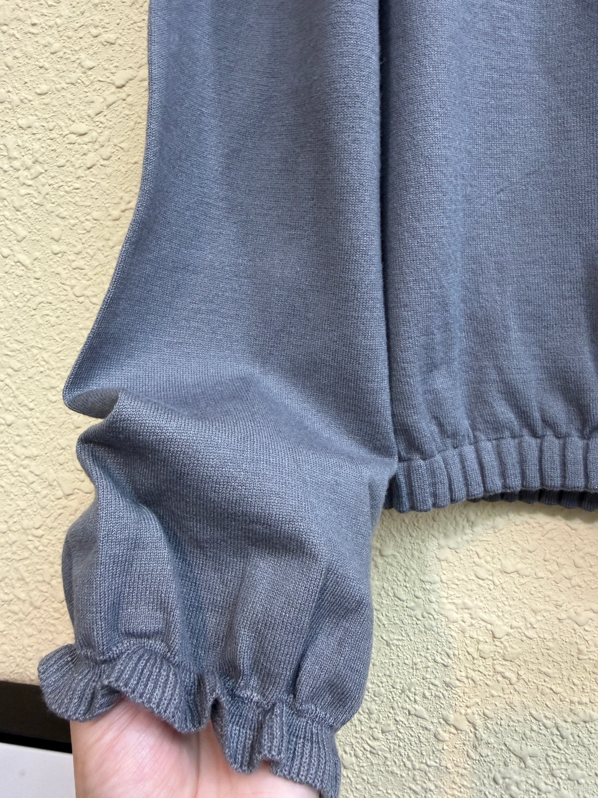 Puff hem plain knitted top #01031