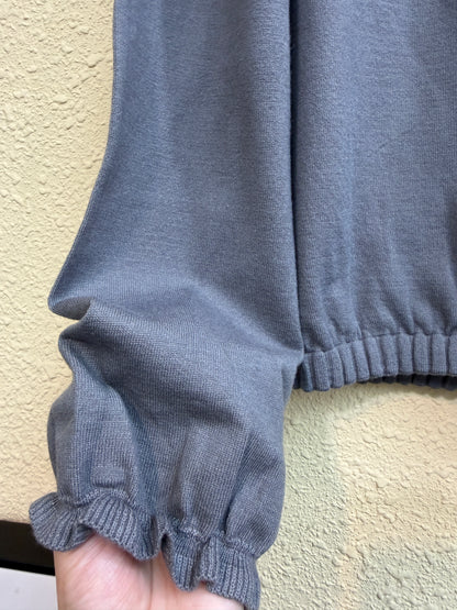 Puff hem plain knitted top #01031