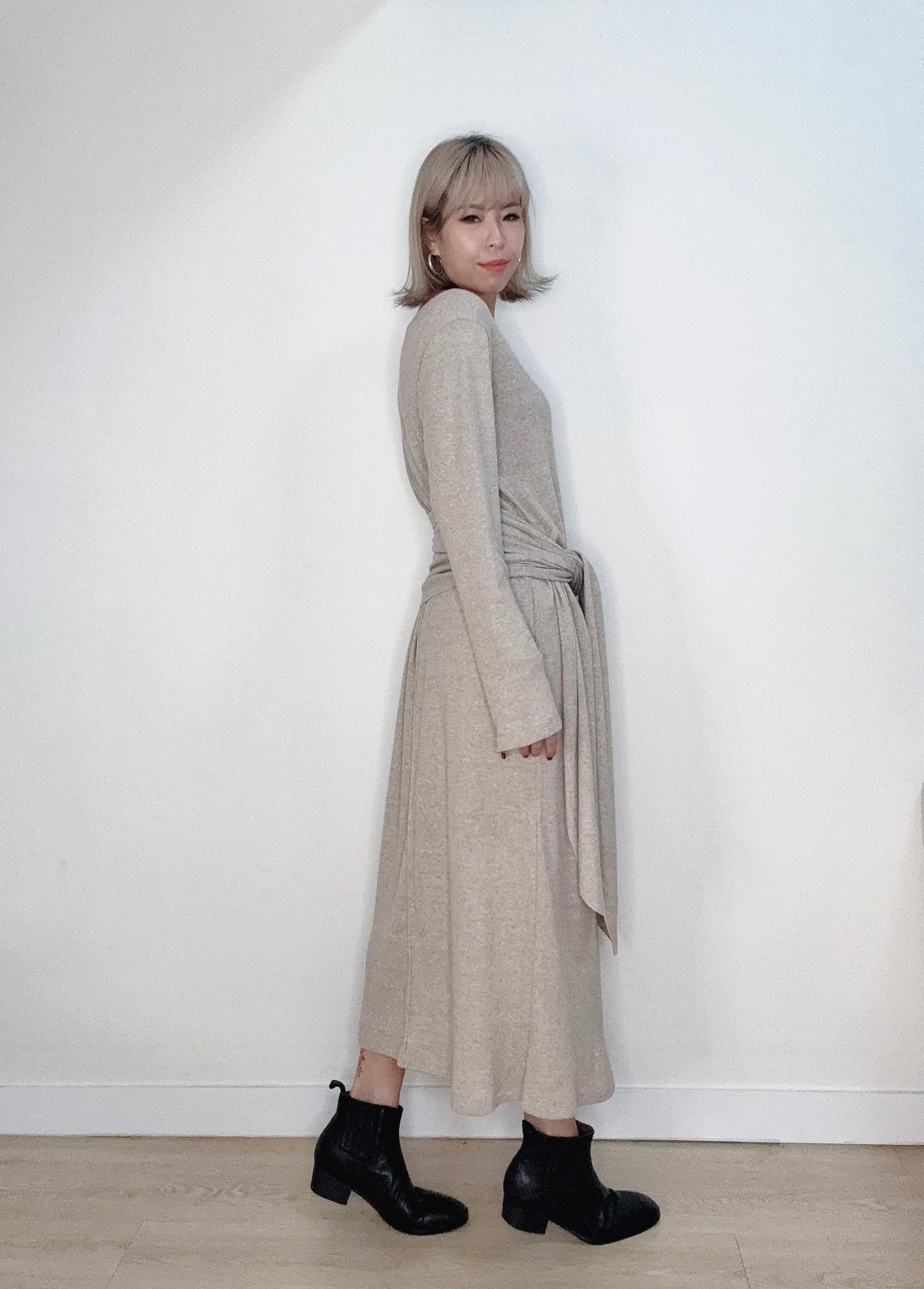 Front and back knitted dress (with scarf) #00157