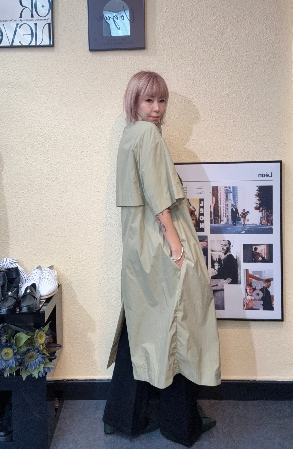 Stand collar loose long outer #00926