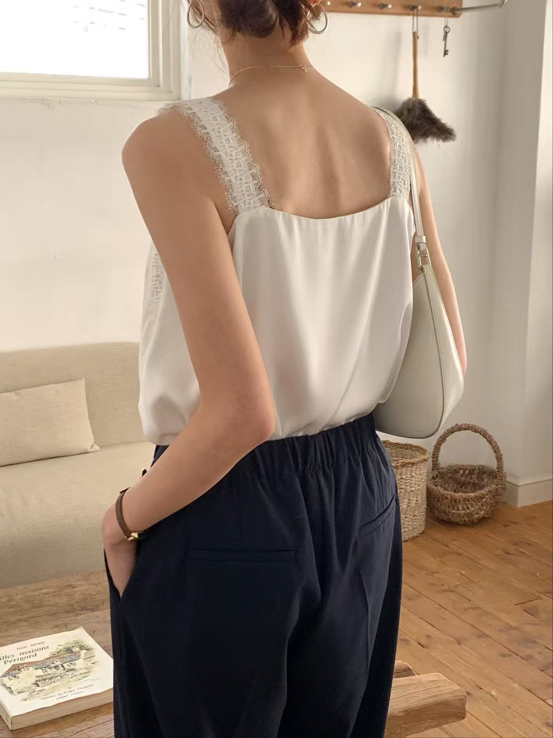 Silk laced tank top
