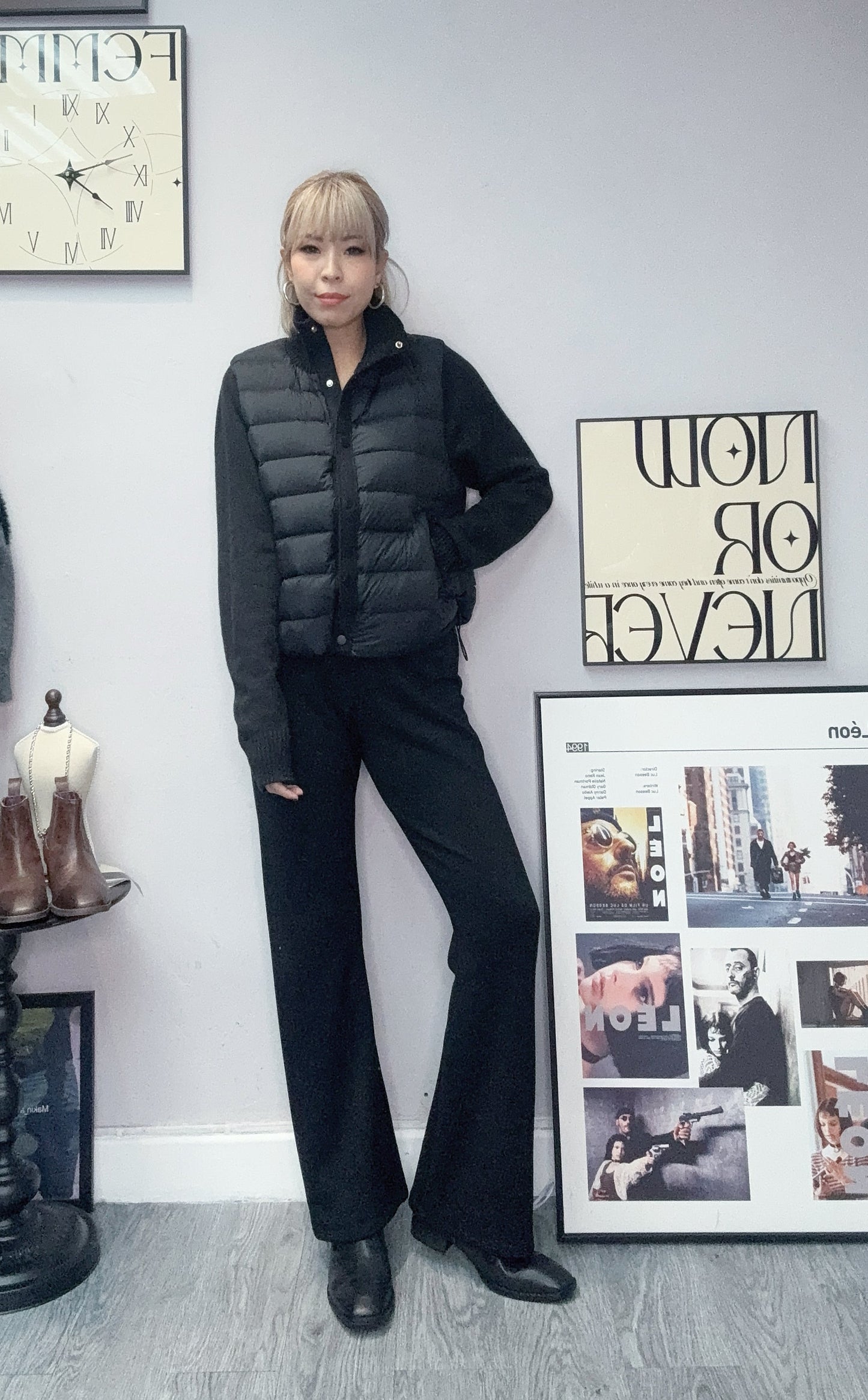 Down X knit sleeves jacket #00086