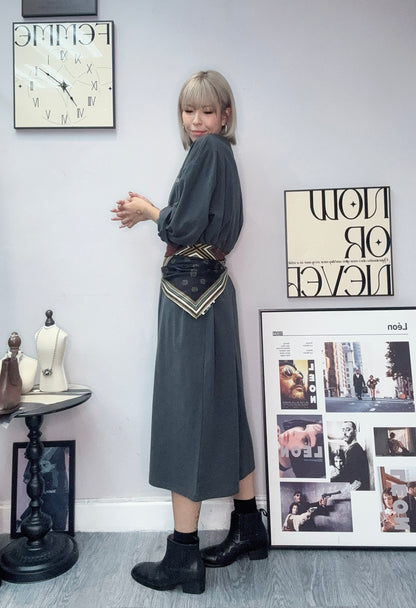 Words printed long one piece tee #00025