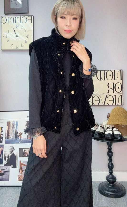 (-20% off)copper buttons velvet vest jacket #00293