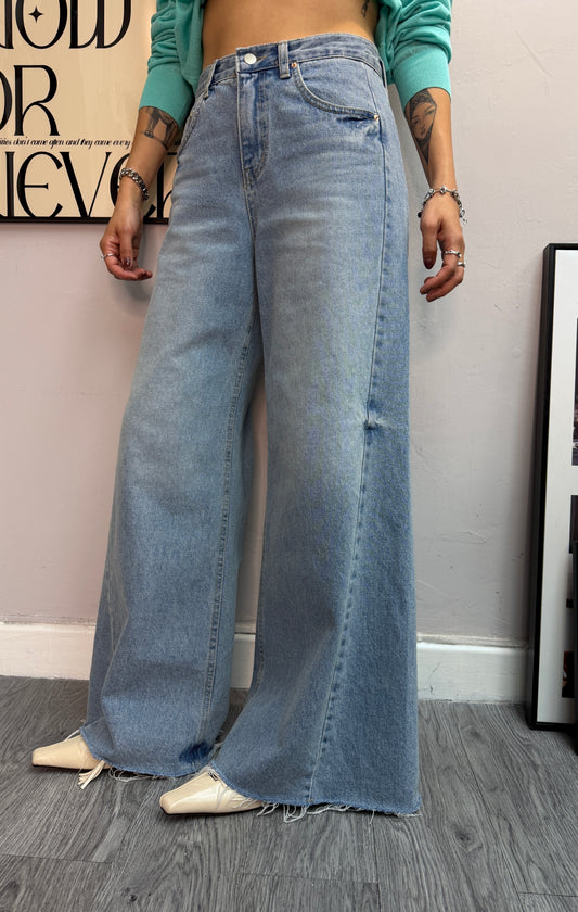Wide leg cut off jeans #00347