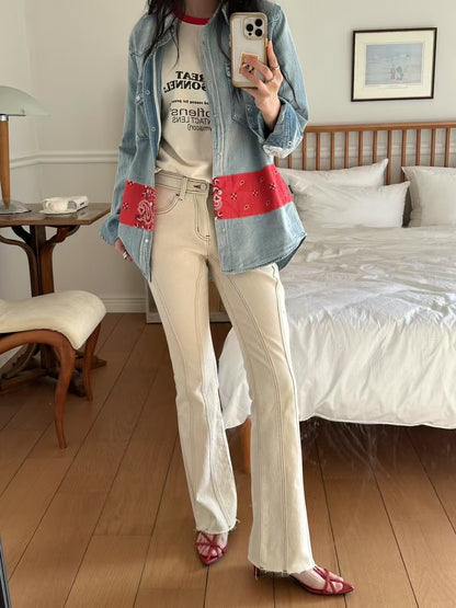 Patterned denim shirt