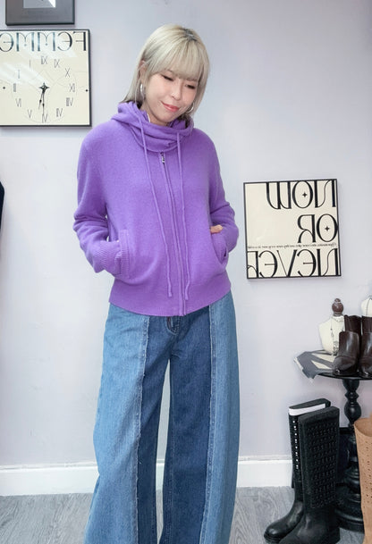 Take off hat zip knit jacket #00138