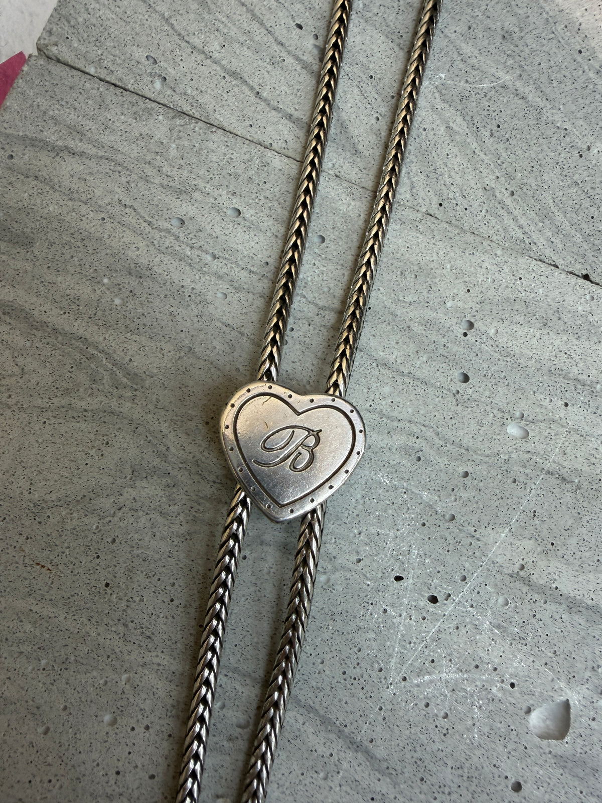 Engraved heart-shaped lariat necklace #ass001