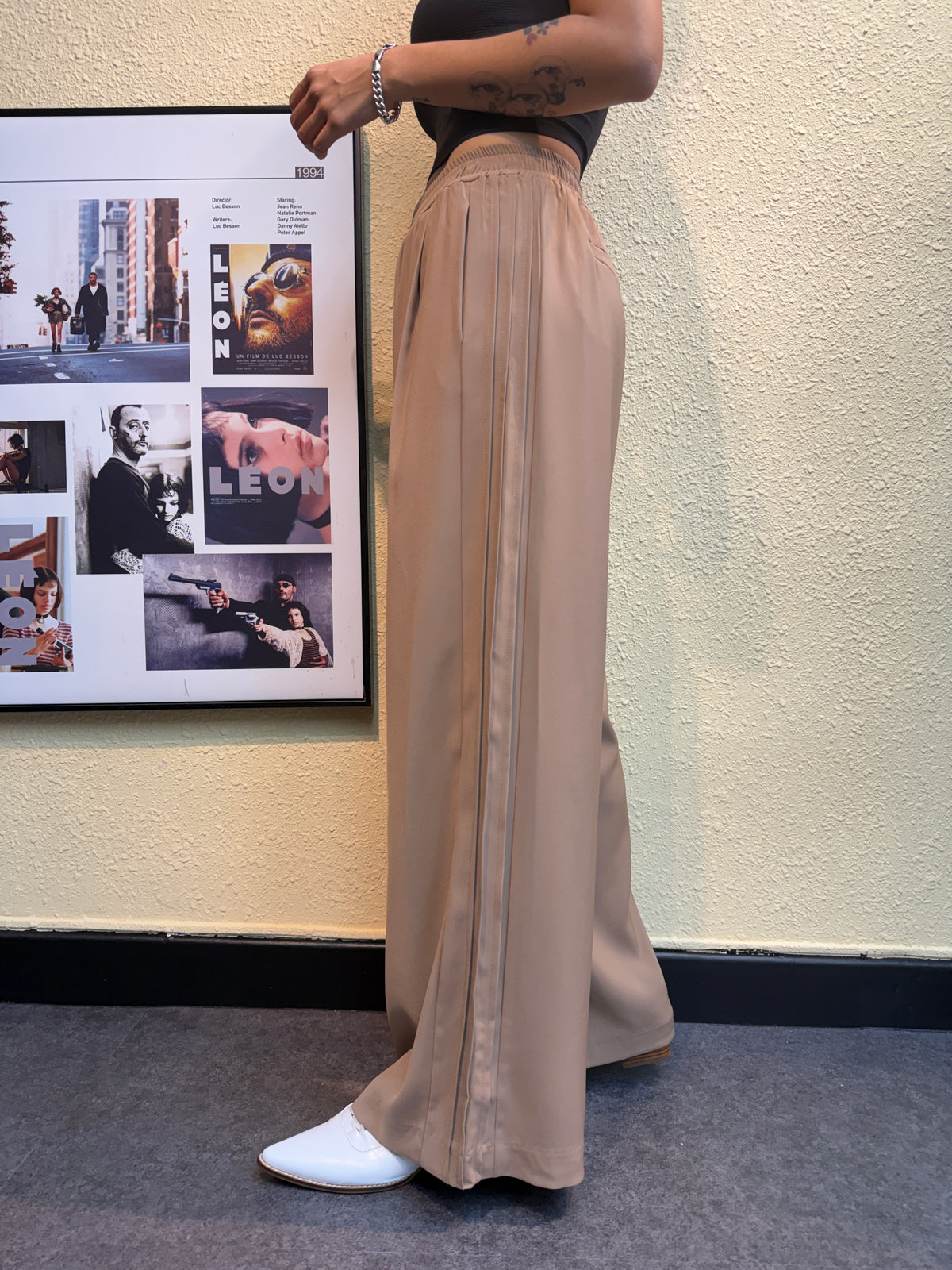 Side pleated pants #008867