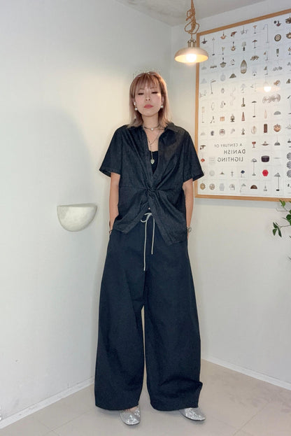 Black and white rope loose pants #00670