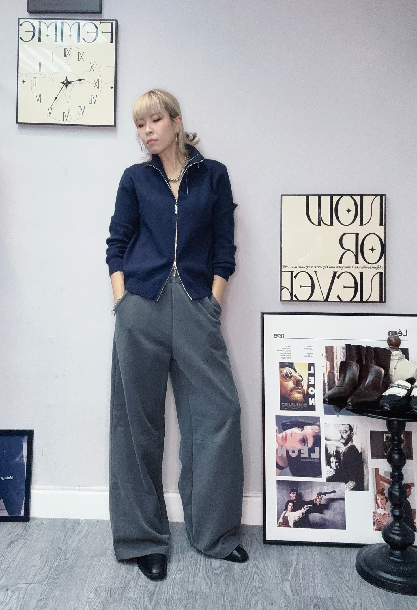 Double zip knit top #00153