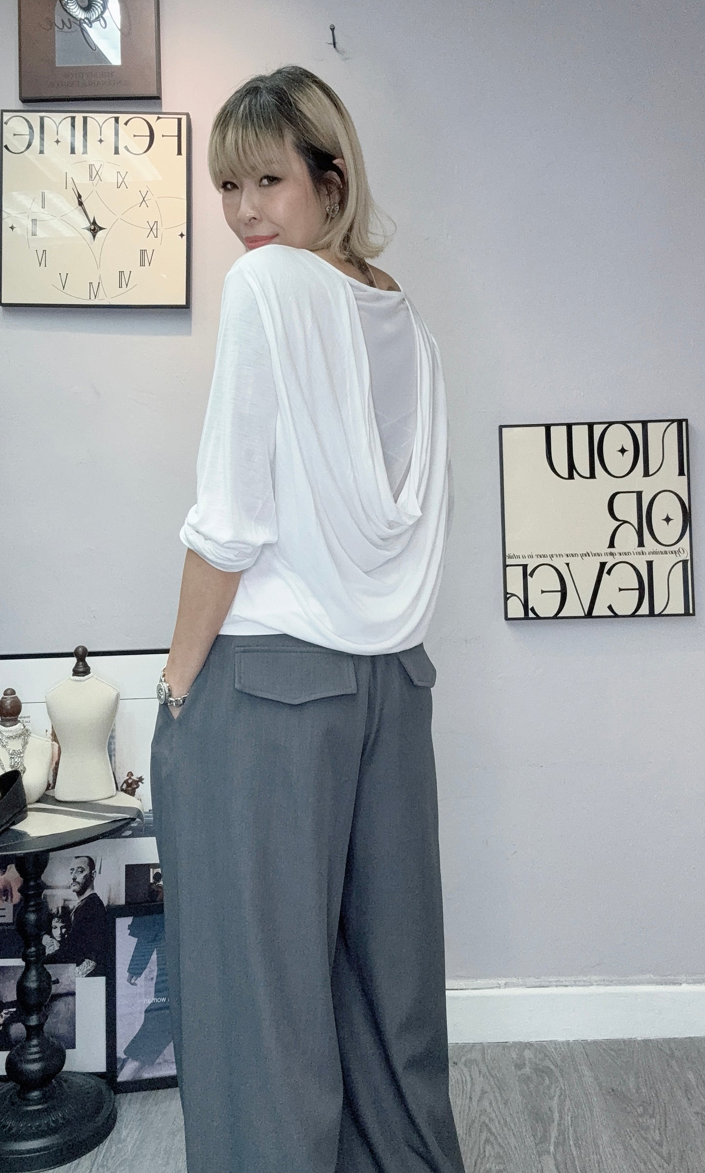 Back mesh plain tee #00409