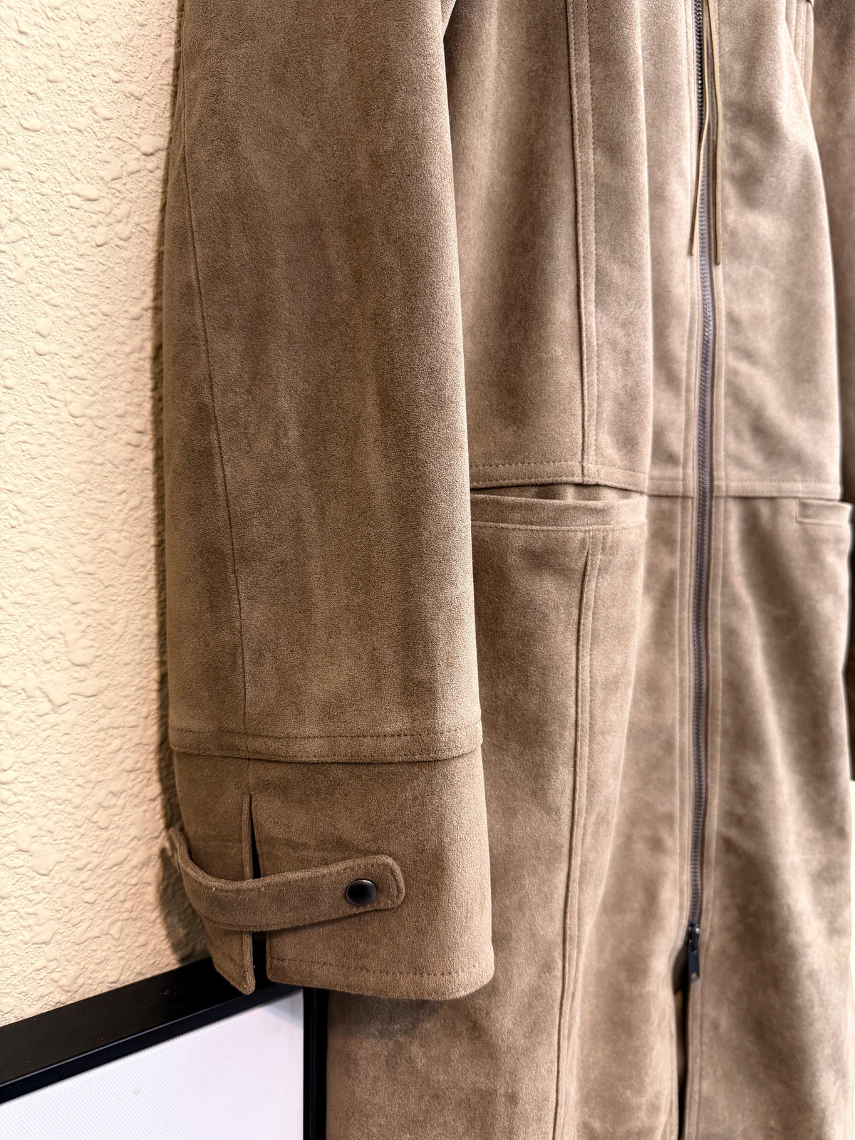 Suede shirt collar long outer #01014
