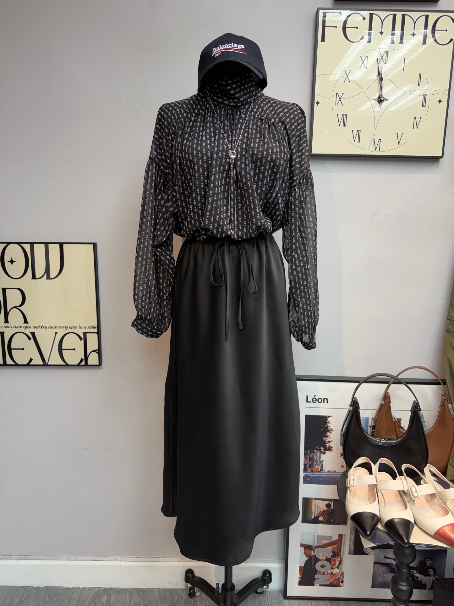 (-30%)Mini pattern chiffon blouse #00834