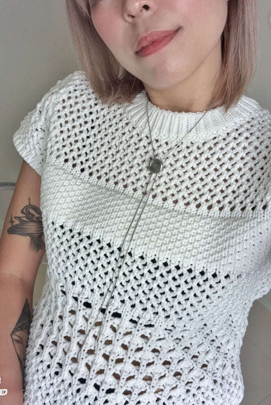 Circle tag long necklace