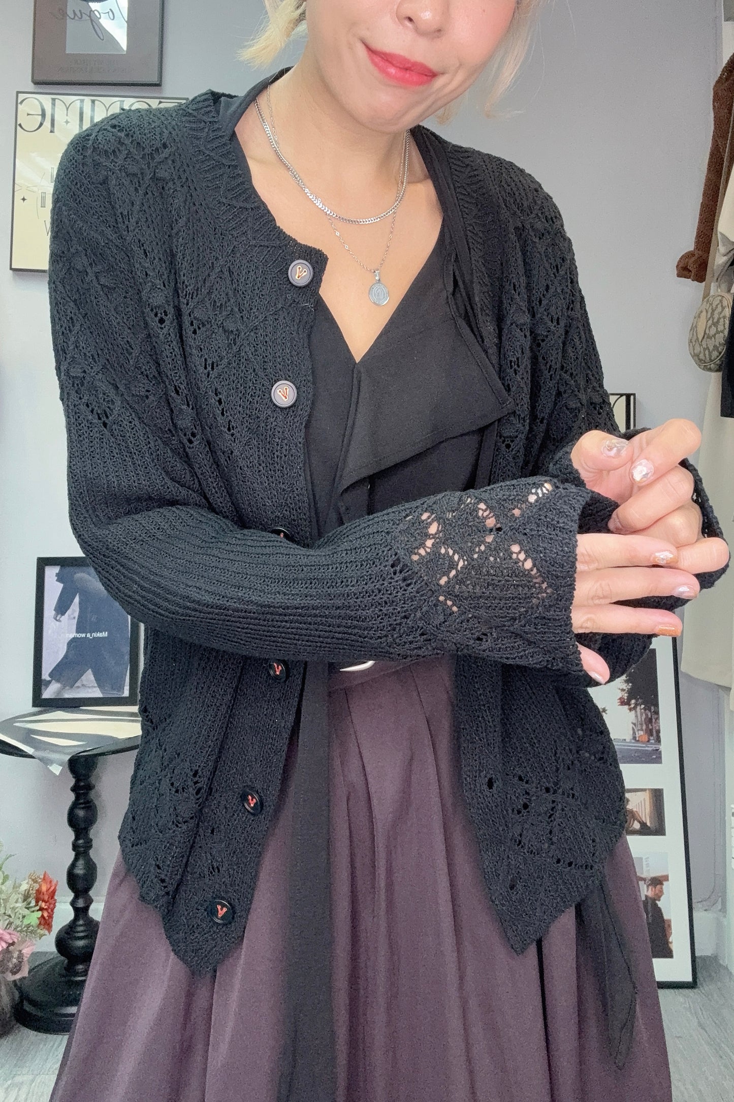 (-30% off)Red line bottom knit cardigan