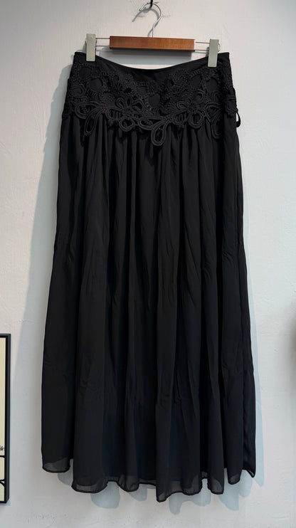 Embroidery waist chiffon skirt #00689