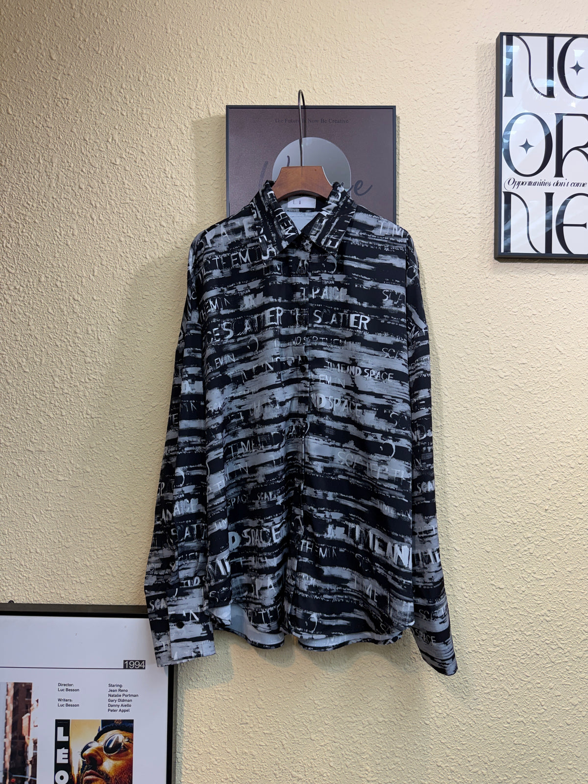 Black and white printed long shirt #01017