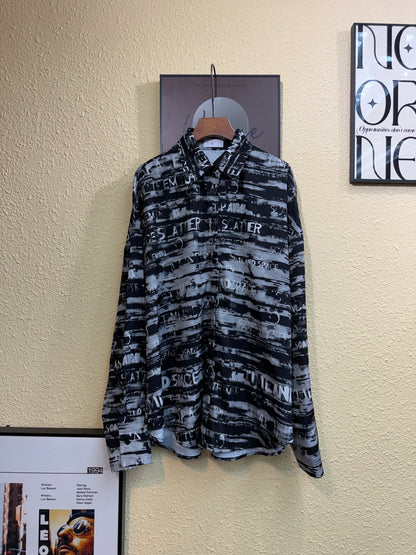 Black and white printed long shirt #01017