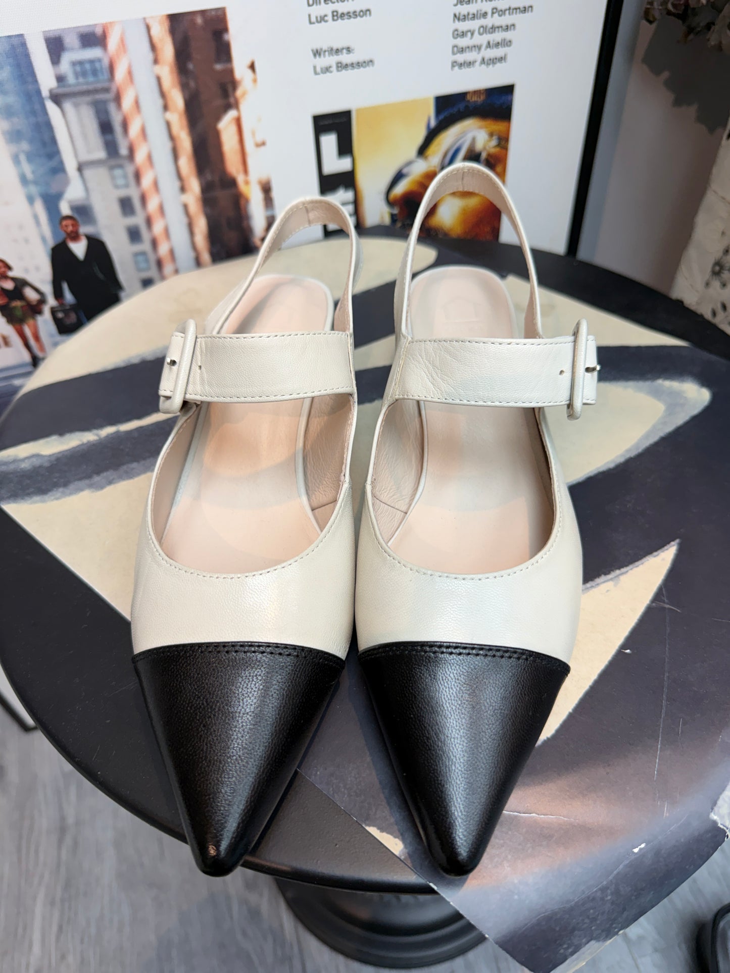 Two tone slingbacks