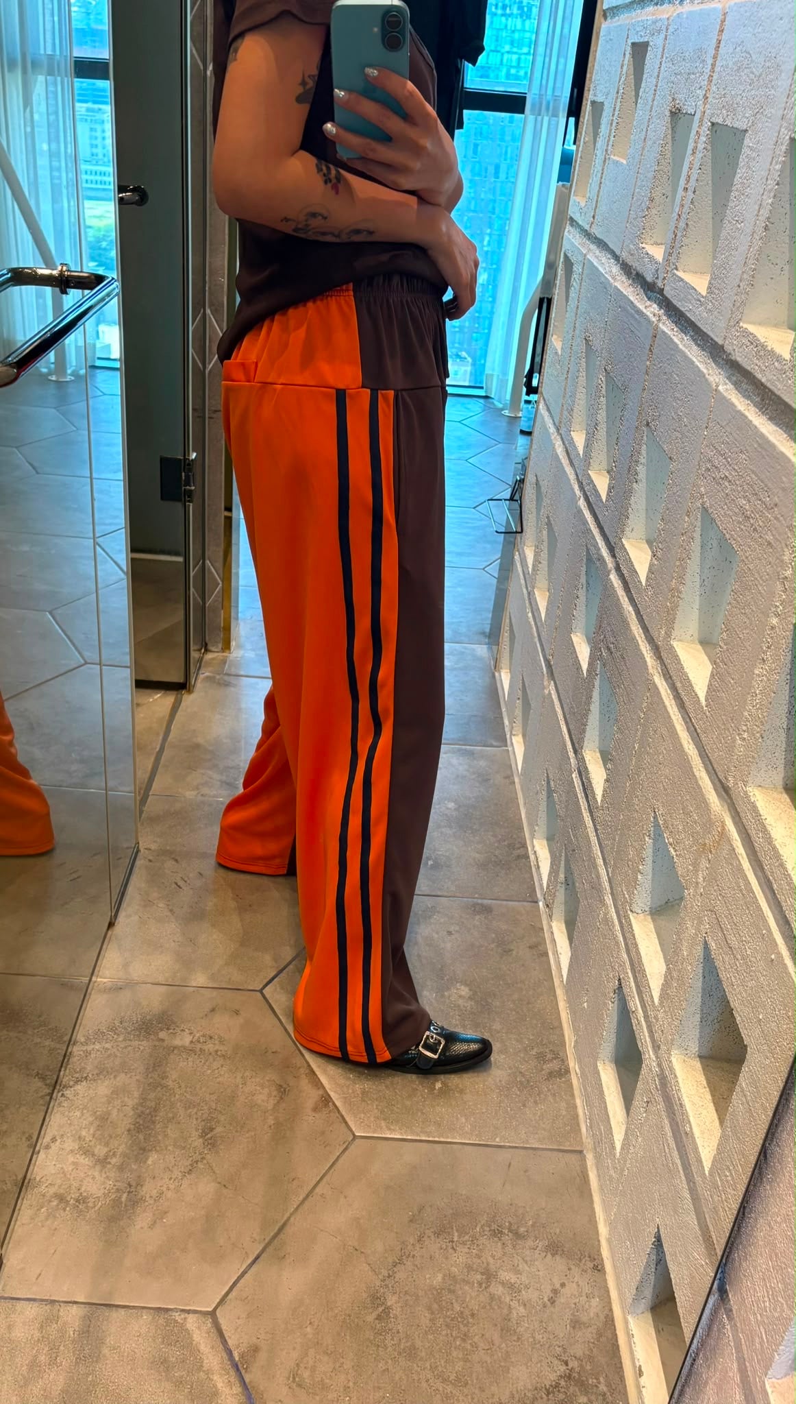 Two tone polyester pants #00801