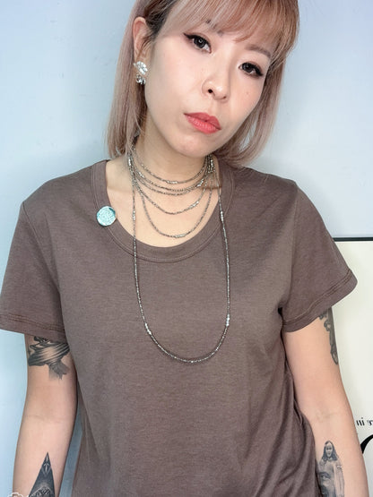Mini silver beads long necklace