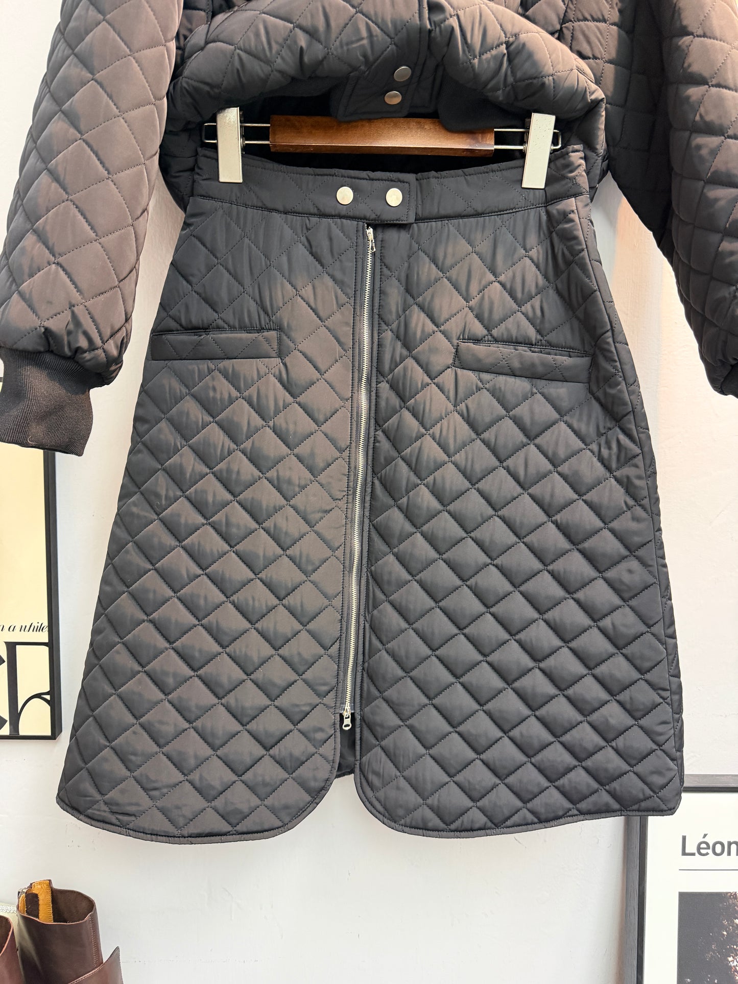 quilted jacket x skirt set