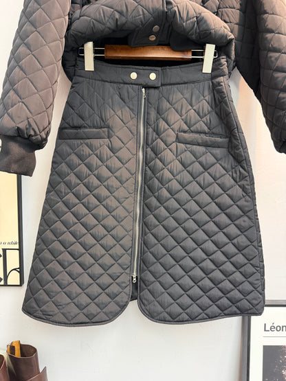 quilted jacket x skirt set