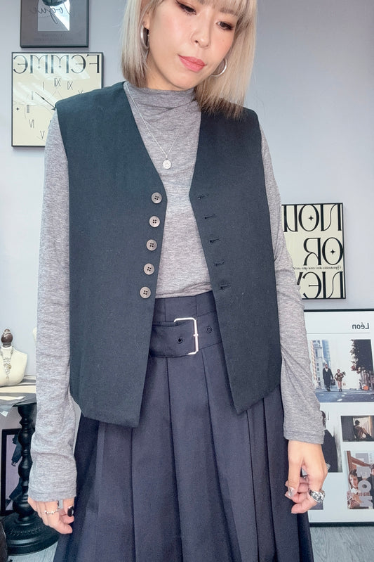 Brown button vest outer #00095