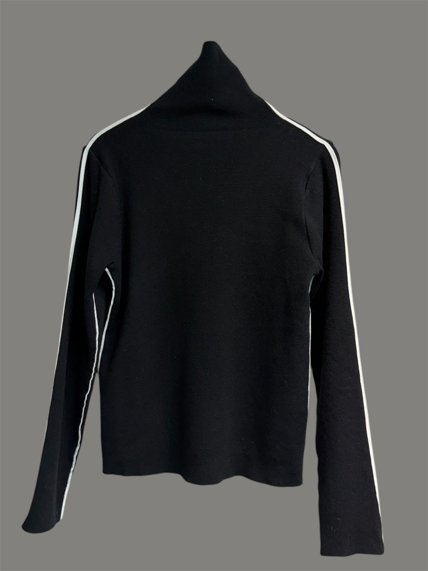 Stand collar side white wool top #00046