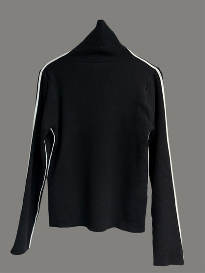 Stand collar side white wool top #00046