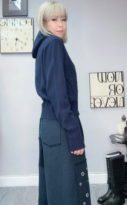 Take off hat zip knit jacket #00138