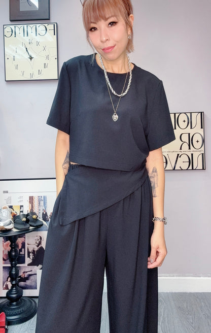 Plain short sleeve top x pants set #00621