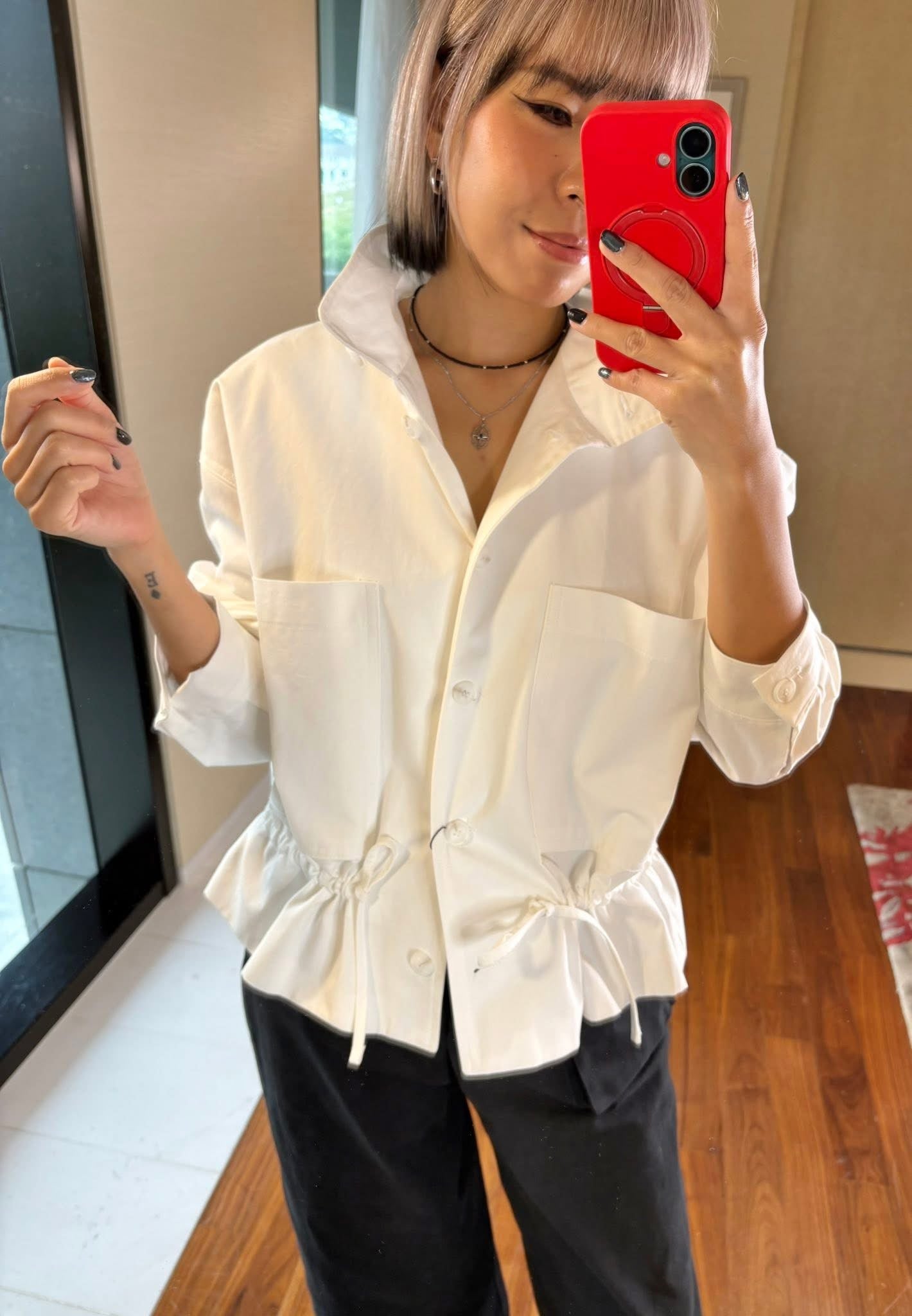 Stand collar tunic shirt jacket