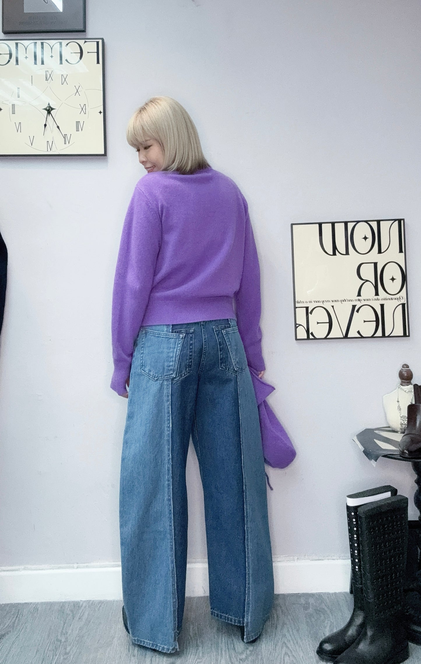 Take off hat zip knit jacket #00138