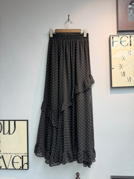 (-50% off)dot chiffon long skirt