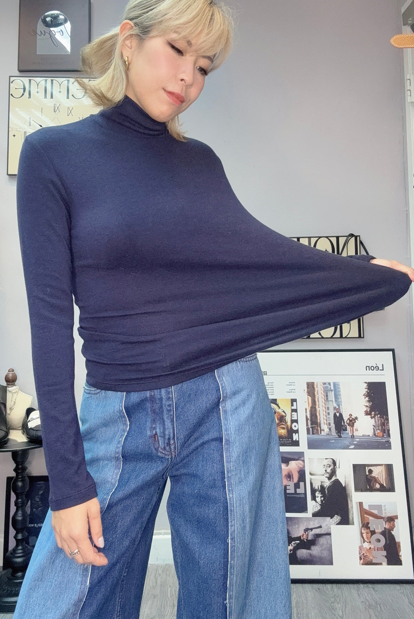 Turtle neck mochi tee#00215