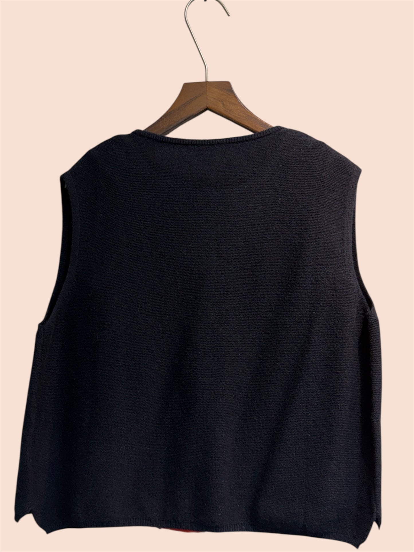 Round collar with logo knit vest cardigan #00338